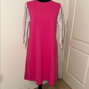 Elegant Pink Dress with White and Black Accents